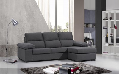 Sofá com puf chaise reversível arena