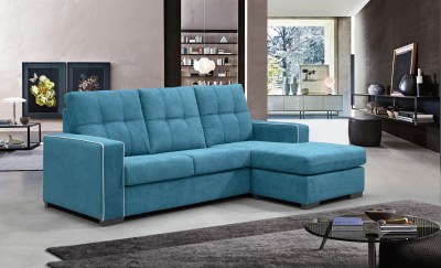 Sofá com Puf Chaise Reversível Gemini